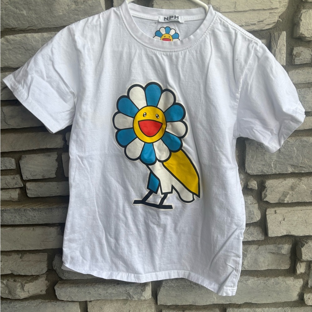White and Blue Graphic Tee